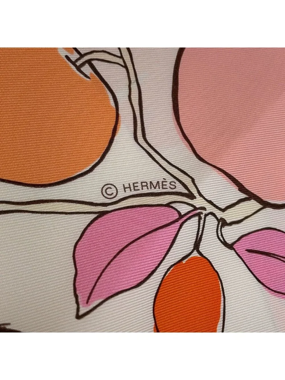 Hermes Scarf Carre 90 le Pommier Sellier Silk White
